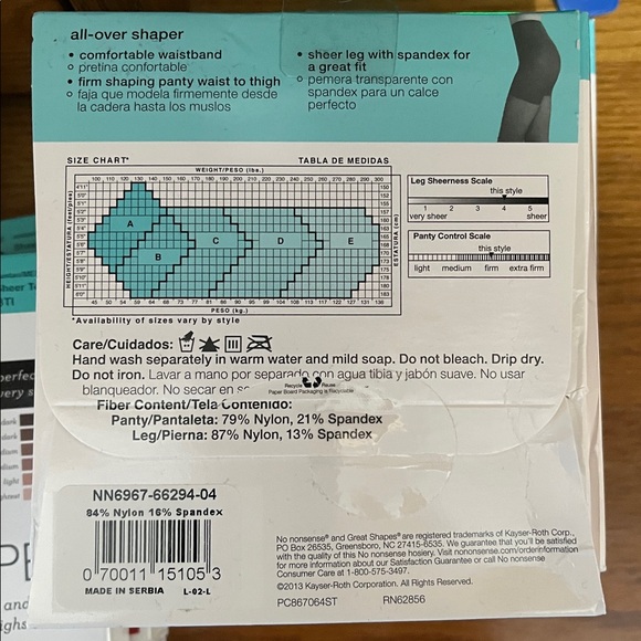 No Nonsense Great Shapes All-Over Shaper lot. Support Pantyhose new lot 5 - Picture 6 of 6